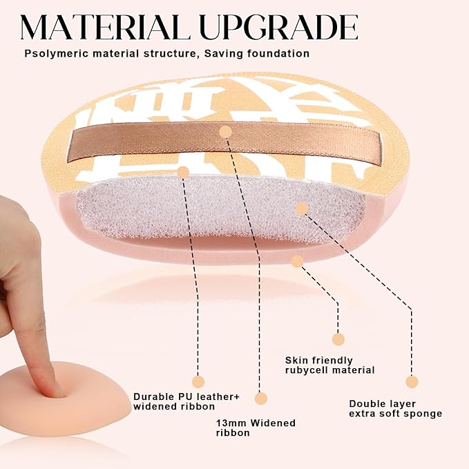 4 Pcs Korean Makeup Sponge, Soft Teardrop Setting Powder Puff Makeup Cushion Puff Sponge for Foundation Concealer, Liquid, Cream, and Powder (Large Size) - B