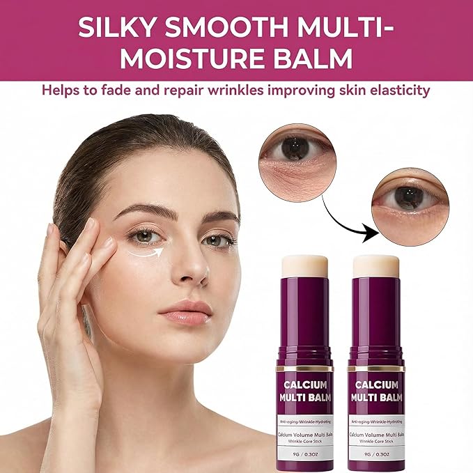 2 PCS Calcium Multi Balm Stick, Intensive Anti-Aging Repair Calcium Volume Multi Balm - Korean Collagen Firming Stick with Vitamin D for Hydrating Lifting Treatment, Wrinkles on Face, Eyes, Neck