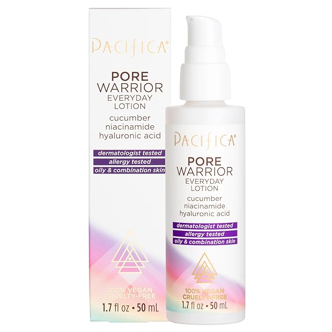 Pacifica Pore Warrior Everyday Face Lotion Acne Fighting - Niacinamide, Cucumber and Hyaluronic Acid1.7 oz