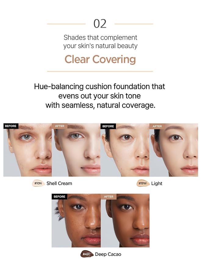 JUNG SAEM MOOL Essential Skin Nuder Cushion | Natural Finish, Buildable Coverage Cushion Foundation by Korean Makeup Artist (Refill Not Included, 0.49 Fl Oz), 23N Honey