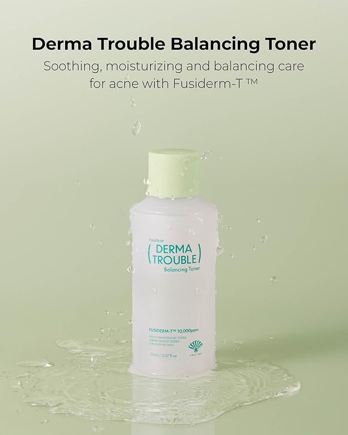 Derma Trouble Balancing Toner - 5.07 fl oz Hydrating Korean Toner for Acne Prone Skin - Sebum Control & pH Balancing Liquid Exfoliant for Oily Sensitive Skin - Alcohol Free Pore Treatment