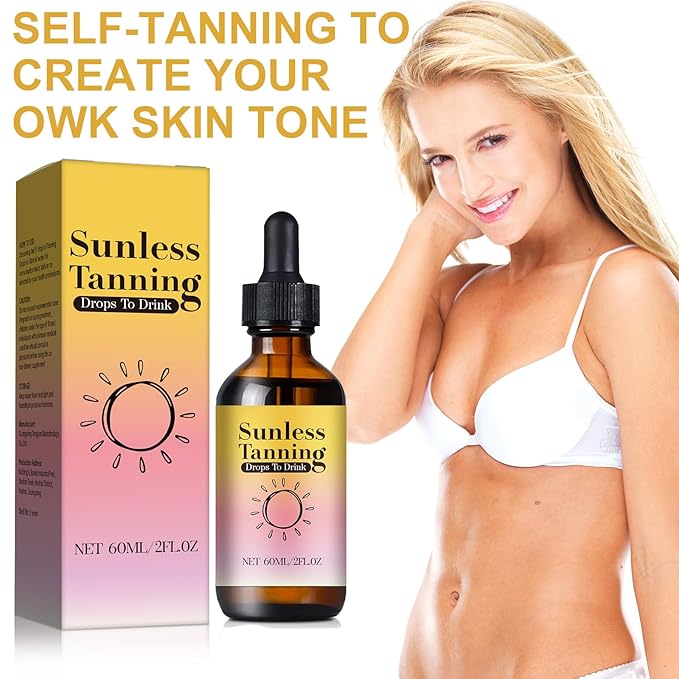 Sunless Tanning Drops to Drink, 60ML Promotes Skin Health and Pigmentation, Natural Sunless Self Tanner for Radiant Skin Tone, Nourishing And Moisturizing, No Sun Exposure Needed - 1 PCS