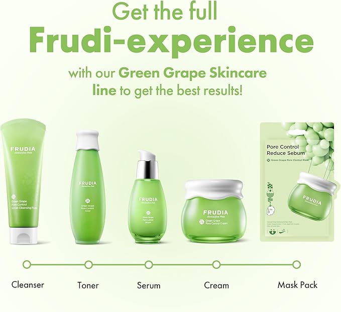 FRUDIA Green Grape Pore Control Face Toner (6.59 fl oz) - Pore Minimizing Korean Toner with 89% Green Grape Extract, Tannin Pore Complex & Anti Sebum P for Sensitive Skin | Vegan and Cruelty Free