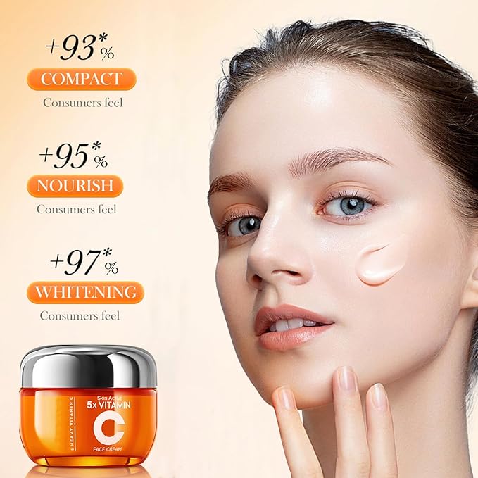 5X Vitamin C & Niacinamide Moisturizer with Hyaluronic Acid - Brightening & Glow Cream for Dark Spots, Hydrating Face Cream 50g, TikTok Favorite Gift for Women