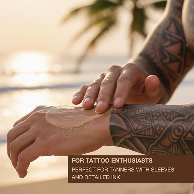Tattoo Safe Tanning Bed Lotion - Indoor Dark Tanning Accelerator with Fade Protection | Tattoo Color Enhancer & Hydrating Skin Formula (Original 8.5 Fl Oz)