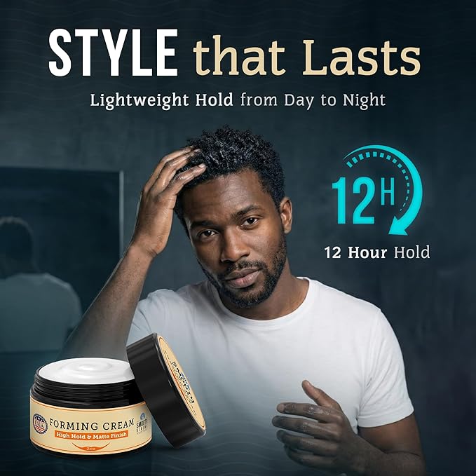 Smooth Viking Forming Cream - High Hold Styling Cream for Matte Finish, Men's Hair Products, Hair Paste for Short, Curly and Long Hair, Made in USA, 2oz