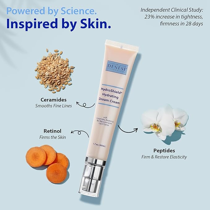 Dr. Denese HydroShield Dream Cream 1.7 oz – Advanced Moisturizer with Ceramides, Retinol and Peptides for Smooth Radiant Skin, Improved Elasticity and Deep Hydration – Doctor Developed, Cruelty Free