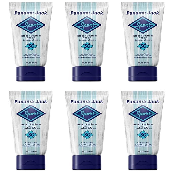 Panama Jack Sport Sunscreen Lotion - SPF 30, Broad Spectrum UVA/UVB Protection, Non-Greasy, PABA, Paraben, Gluten & Cruelty Free, 3 FL OZ (Pack of 2)
