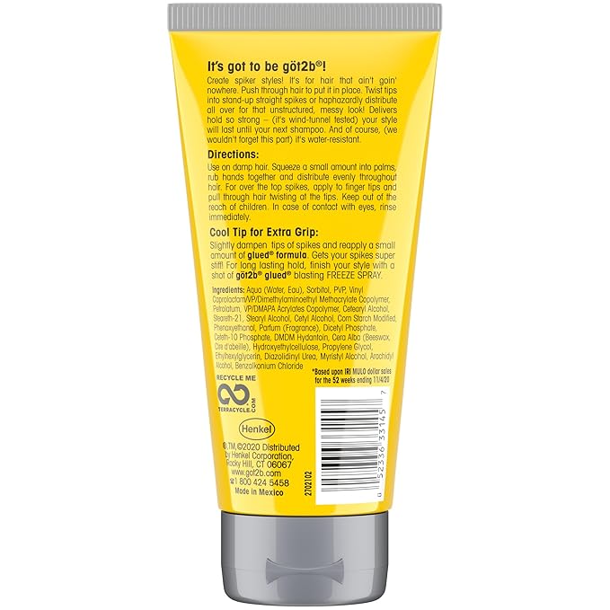 Got2B Glued Styling Spiking Hair Gel 2-6 oz tubes + 1 Travel 1.25 oz tube,(Pack of 12)