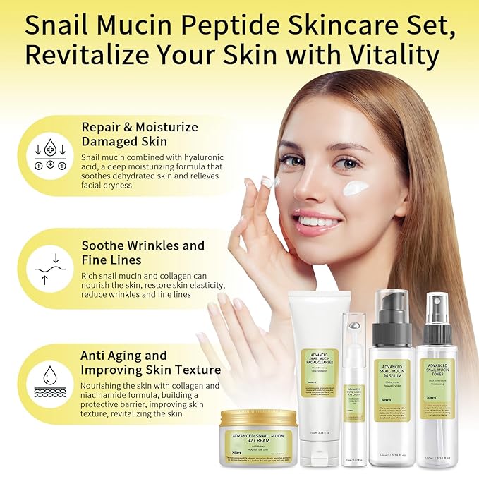 Collagen Skincare Set For Teen Girl, Anti Wrinkle & Repair Face Skin Care Gift Set With Face Wash, Toner, Serum, Face Cream, Eye Cream, 5PCS Peptides Facial Kit Travel Size For Women.