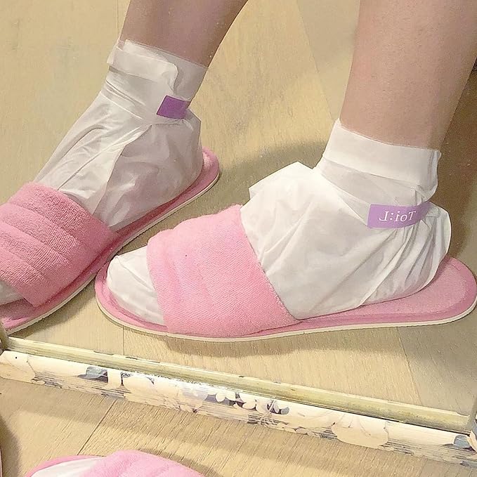 Toi:L Extra Silky Foot Mask 5 Pairs, Post-Peeling Foot Care Treatment, Moisturizing Socks with Guerande Salt & Sweet Almond Oil for Dry Feet, Cracked Heels, and Callus, Easter Basket Stuffer