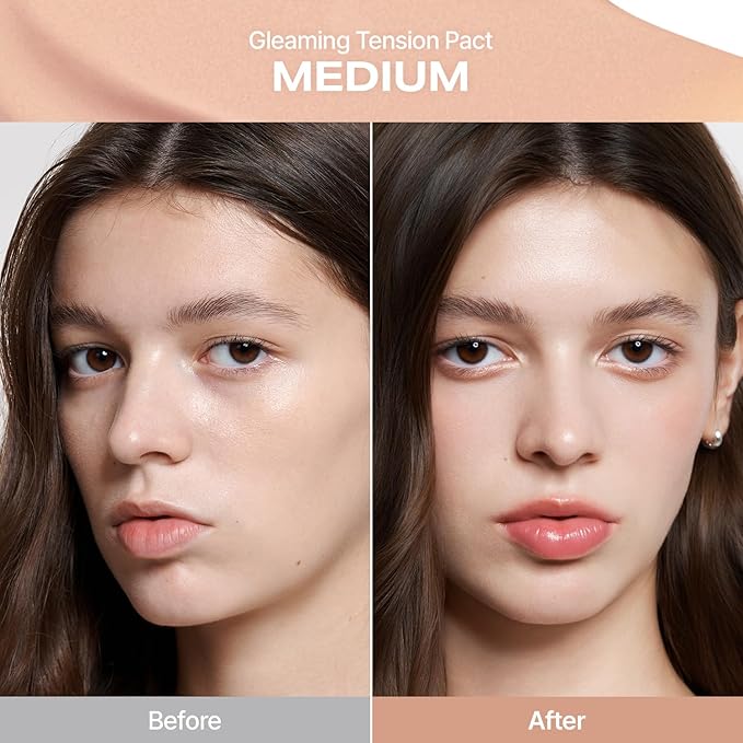 2aN Gleaming Tension Cushion Foundation Pact 0.45 oz, Korean Cushion Foundation Makeup, Lightweight & Buildable Coverage with Ceramides and Centella Asiatica (#25 Sand Beige, 0.45 oz)