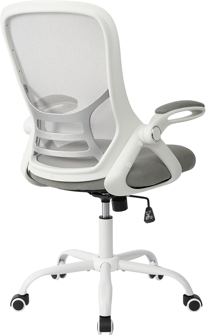 HYLONE Office Chair Ergonomic Chair with Flip up Armrests, Thickened Seat Computer Chair with Breathable Mesh Back Home Office Computer Chairs for Long Hours Mesh Office Chair(Grey)