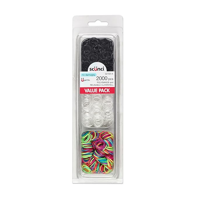 Scunci by Conair Hair Ties - Clear Elastics - Hair Accessories for Women - Black, Clear & Multi-color - 2000 Count