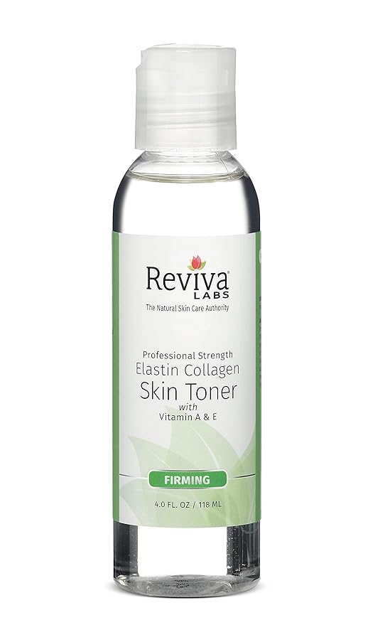 REVIVA LABS - Elastin Collagen Skin Toner with Vitamin A & E, for Dry Skin - Pack of 3 (4 oz)