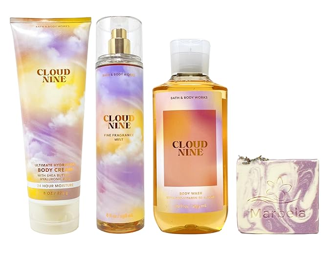 Bath & Body Works Cloud Nine Trio with a Lavender Dream Bar Soap - Fragrance Mist - Body Cream and Body Wash - Full Size