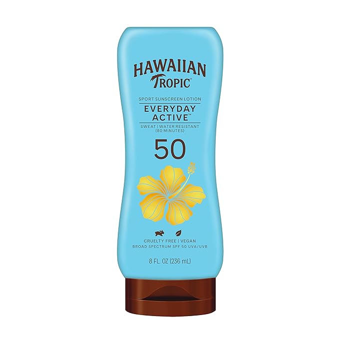 Hawaiian Tropic Everyday Active Lotion Sunscreen SPF 50, 8oz & Weightless Hydration Face Sunscreen SPF 30, 1.7oz Bundle