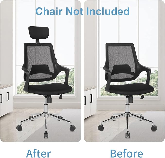 Office Chair Mesh Headrest Attachment Universal, Adjustable & Detachable Ergonomic Neck Support Cushion Clip On, Breathable Mesh Head Pillow Detachable (Sponge, Black)