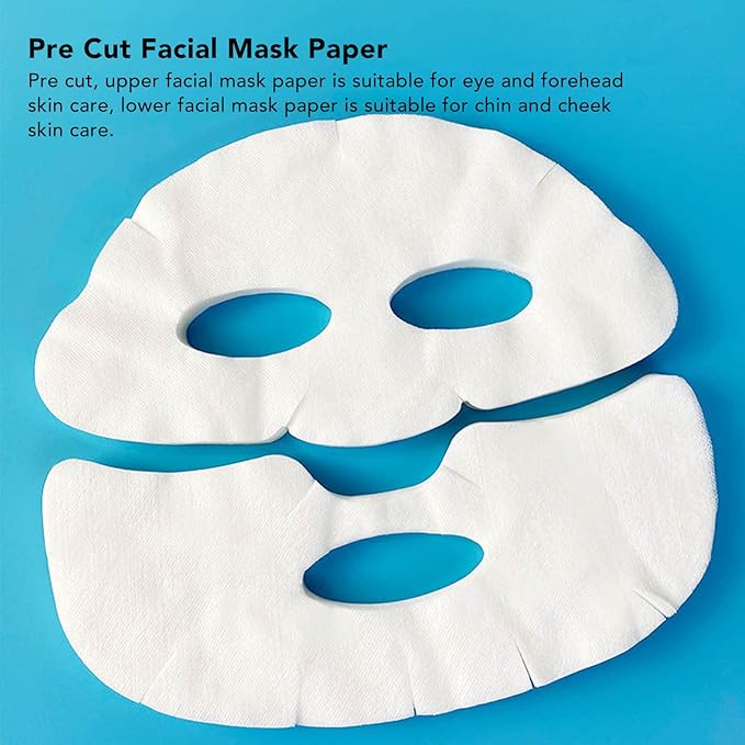 Facial Paper, 100 Sheets Silk DIY Pre Cut Soft Skin Friendly Moisturizing Hydrating, with Toner Serum Cream, for Face Eye Forehead Chin Cheek Care