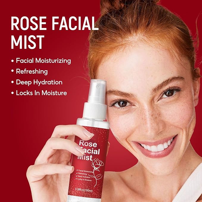 Rose Water Spray, Hydrating Facial Mist for Face - Hydrating, Reduces Fine Lines, Boosts Collagen Production, & Soothes Skin, Facial Toner Mist, Rejuvenates & Clarifies Conditioning