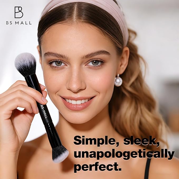 BS-MALL Double-ended Makeup Brush Set With Concealer Brush & Foundation Brush, Eyeshadow Brush- Travel-friendly Multi-purpose Brushes In Makeup Bag For Daily Use (10 PCS Black)