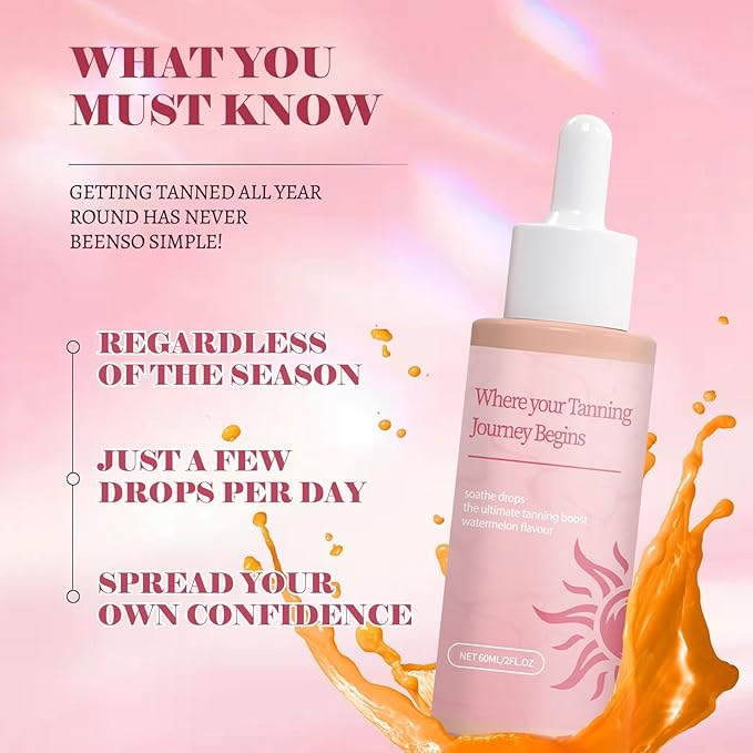 Sunless Tanning Drops,Drinkable Sunless Tanning Drops,Oral Self Tanner for Face & Body,Natural Ingredients For All Skin Types