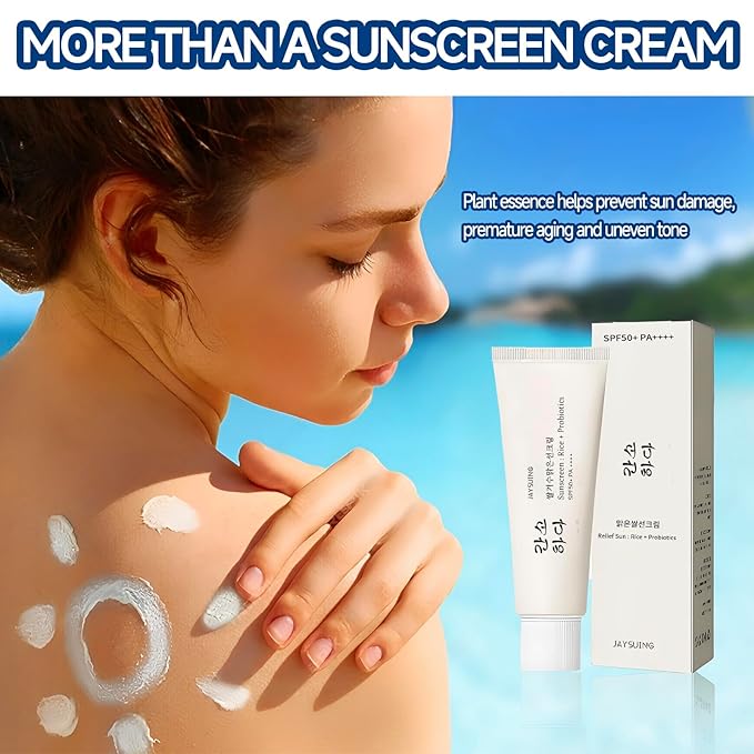 Relief Sun Organic Sunscreen SPF50, Relief Sun Rice Probiotics SPF50+, Korean Sunscreen PA++++ for All Skin Types and UV Defense, Nourishing Skin Protection, Moisturizing Skin Care 1.7 fl oz/50 ml