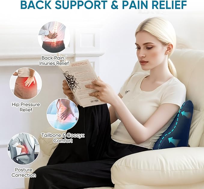 Back Support Pillow for Recliner Chair, Memory Foam Couch Back Cushions Ergonomic Large Lumbar Support Pillow for Lower Back Pain Relief, with Soft Velvet