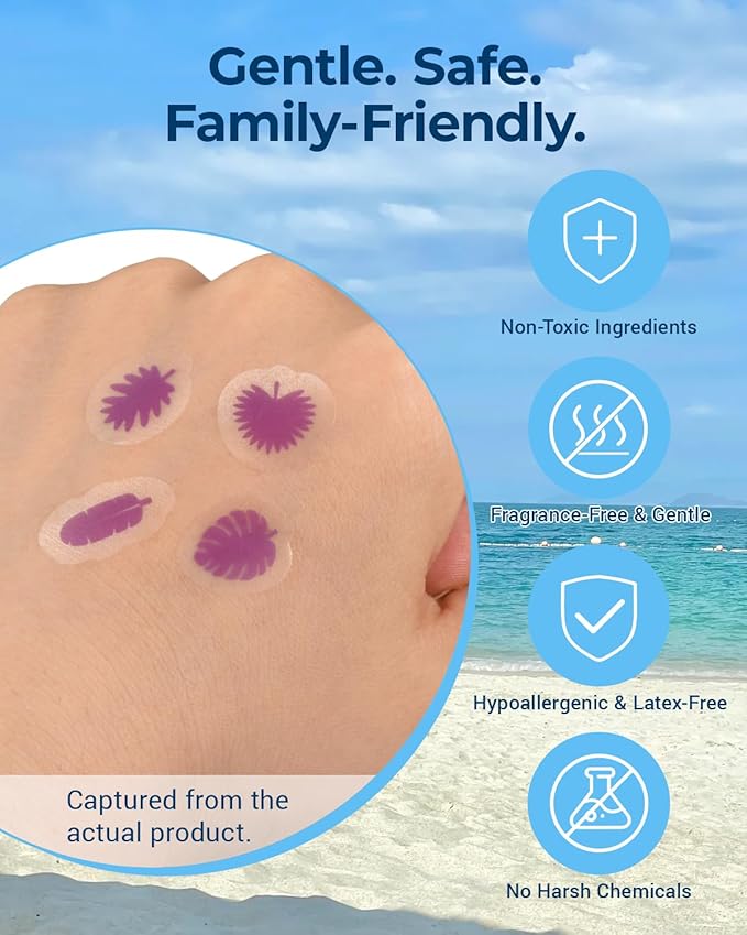 80 Pack UV Detection Stickers for Sunscreen Leaf Pattern - Sunscreen Dots UV Stickers Sun Protection Reminder for Kids Adults - Waterproof Sunblock Patch SPF Sensing Spots Patches for Reapplying