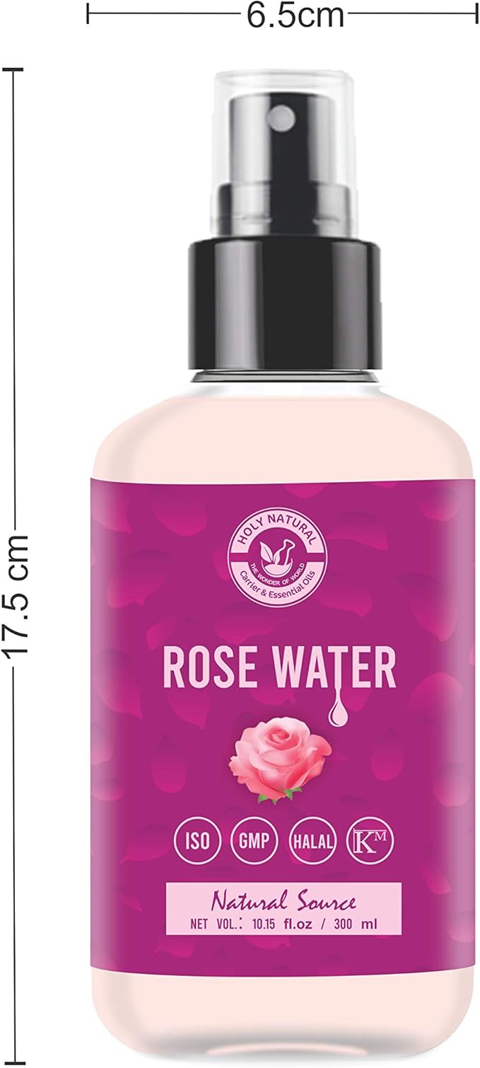 Holy Natural Rose Water (300ml) for Face & Hair Toner Alcohol & Preservative Free