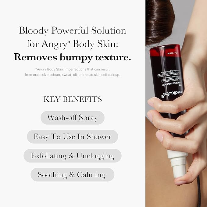 medicube red glow body essentials: Red Body Peeling Shot Body Spray Cleanser and Red Body Wash