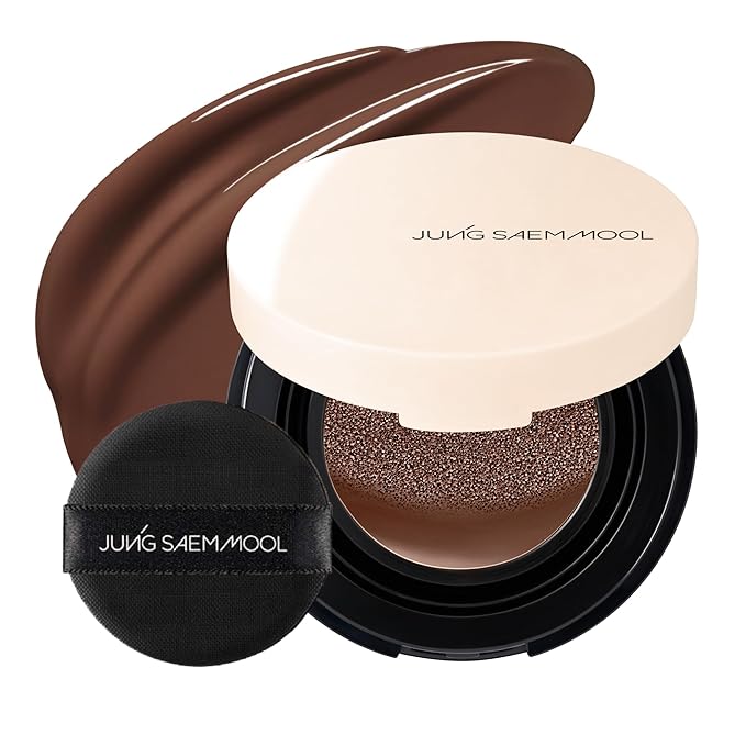 JUNG SAEM MOOL Essential Skin Nuder Cushion | Natural Finish, Buildable Coverage Cushion Foundation by Korean Makeup Artist (Mini, 0.17 Fl Oz), 42C Deep Cacao