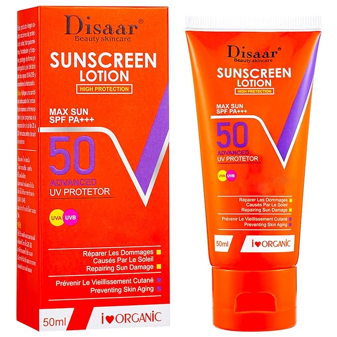 DISAAR BEAUTY Lemon Extract Sunscreen Lotion High Advanced Protection SPF 50 PA+++ UVA/UVB Repair Vitamin C Hydrate Skin 50ml / 1.69fl.oz