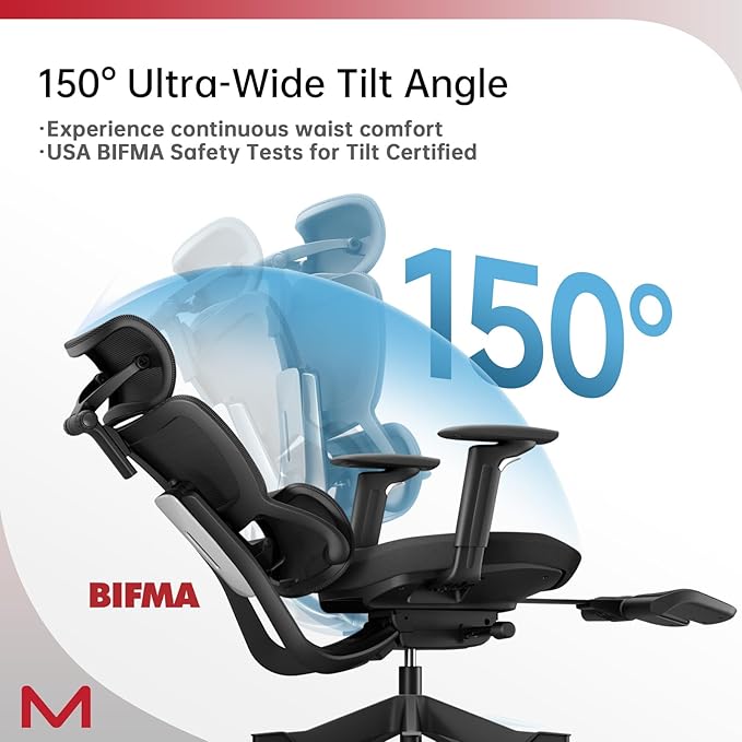 S3P-ST Ergonomic Office Chair High Back Home Office Desk Chair with footrest with VTS System & Adaptive Lumbar Support, TiltPro Headrest, 4D Armrest, 150°Tilt for Home Office Executive
