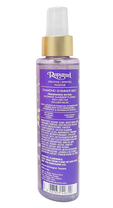 Bath & Body Works Limited Edition Princess Collection Rapunzel Ultimate Hydration Body Cream and Diamond Shimmer Mist with a Wild Jasmine Bar Soap