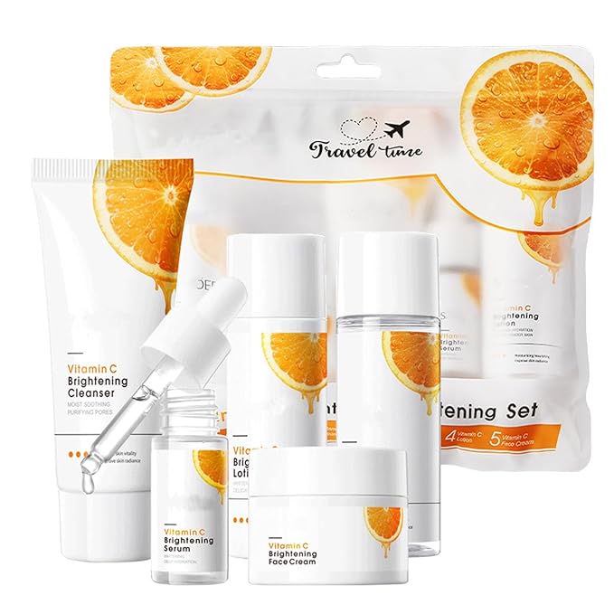 Skin Care Set Travel Kit for Women and Teenage Girls, 5 Piece Travel Size Skincare Gifts With Face Cleanser, Toner, Lotion, Serum, Face Cream, Hydrating Travel Size Skincare Set For Men