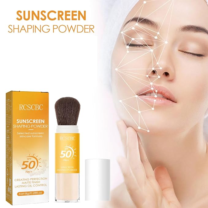 Powder sunscreen for face， SPF 50 Brush Sunscreen Powder for Face & Scalp,Lasting Lightweight Breathable, for All Skin (2PCS)