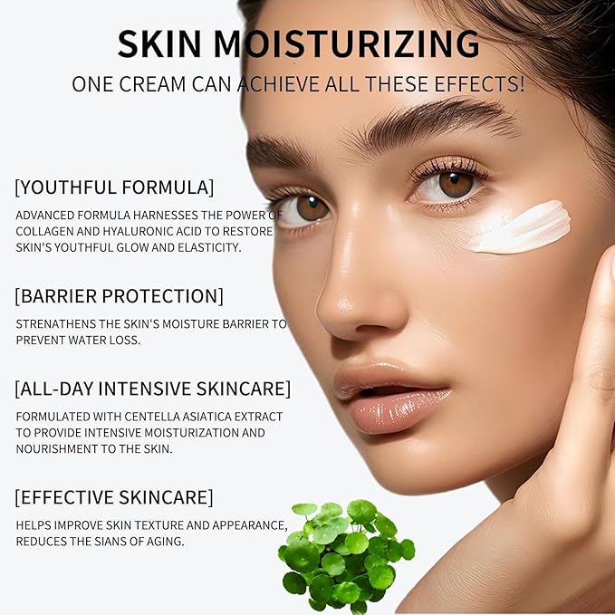 Youthful Moisturizing Cream, Moisturizing Cream with Hyaluronic Acid, Niacinamide, Youth Formula, Barrier Protection Centella Asiatica Extract for Women Face moisturizer 1PCS