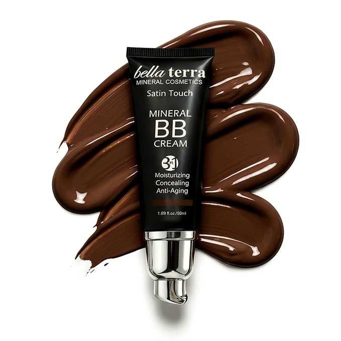 Bellaterra Cosmetics BB Cream Tinted Moisturizer & Mineral Foundation Makeup Dark 108 Natural BB Cream, Oil-Free Matte Finish, Anti-Aging Concealer, Buildable Coverage for All Skin Types,50ml/1.69oz