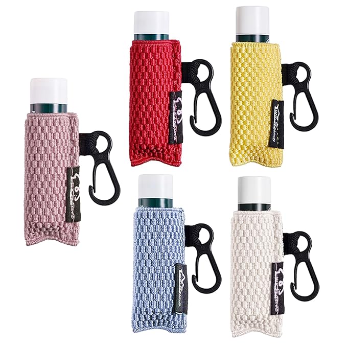 WK IEASON Lip Balm Holder Keychain, Stocking Stuffers for Teen Girls, 5PCS Clip on Lip Gloss Holder Compatible With Chapstick, Burt's Bees Sleeves Holder Key Chains Women Cute Elastic Lipstick Holder