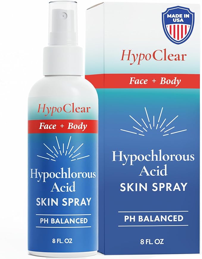 Hypochlorous Acid Spray for Face, Skin & Eyelids – pH-Balanced HOCl Facial Spray Safe for Acne, Red & Sensitive Skin – Gentle Non-Toxic Toner & Cleanser Mist for Clear, Hydrated Skin, 8 oz