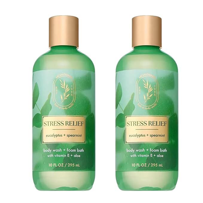 Bath & Body Works Eucalyptus Spearmint Body Wash & Foam Bath, Aromatherapy Cleanser with Vitamin E & Aloe, Non-Drying & Gentle for Daily Use, 10 fl oz - 2 Pack