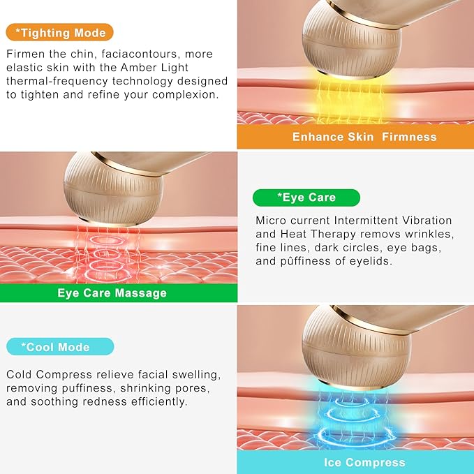 Microcurrent Facial Device, Skin Tightening Face Machine Treatment of Facial Wrinkles and mild to Moderate inflammatory