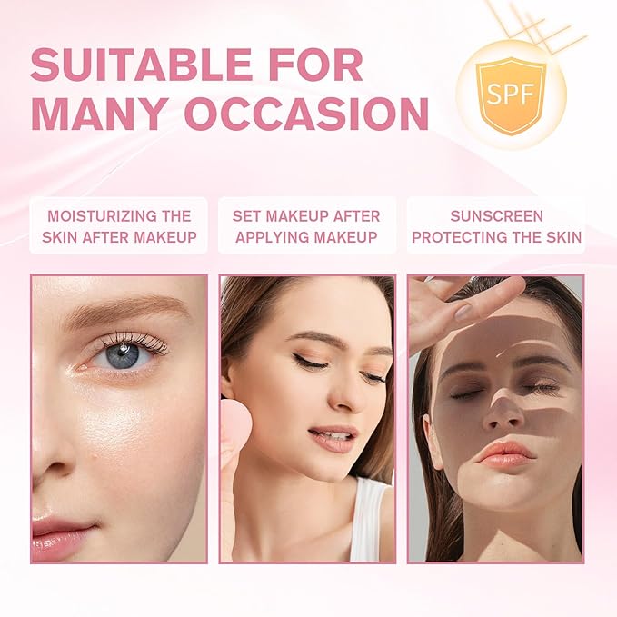 Sheer Setting Mist Sunscreen SPF 50, Glitter Body & Face Sunscreen Spray, Weightless, Fast Drying Setting Spray for a Hydrated, Dewy Finish, Beach, Festival, Summer Vacation (2 Pack)