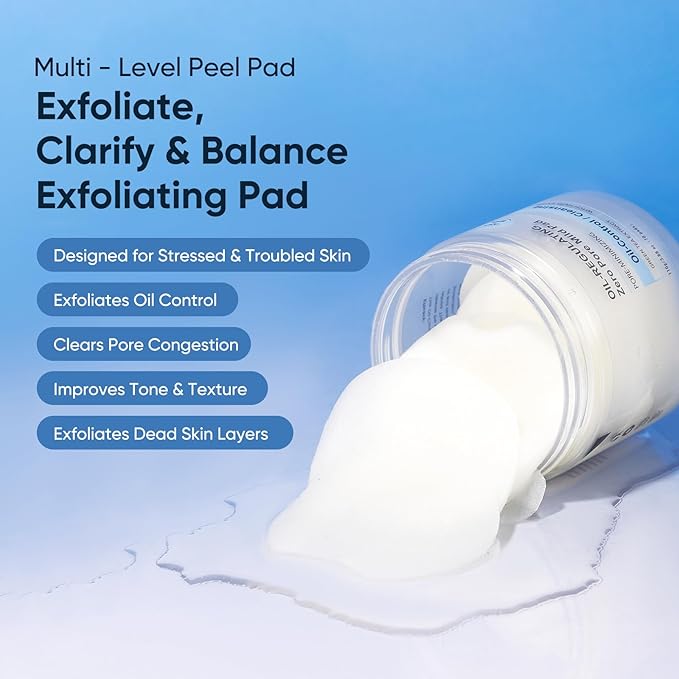 Toner Pads Zero Pore Pad Skincare, Dual-Textured Facial Pad for Exfoliation and Pore Care with AHA Glycolic Acid, BHA Salicylic Acid, Niacinamide Toner, Ideal for All Skin Types