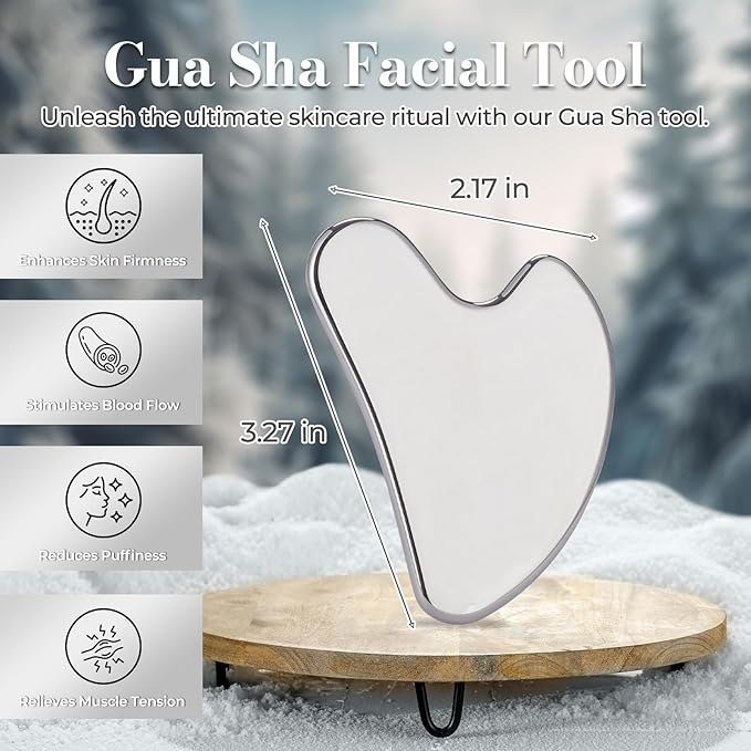 Gua Sha Facial Tools Metal Gua Sha for Face Body Jawline Shaper, Double Chin Reducer, Stainless Steel Guasha Face Sculpting Tool, Puffiness Reducing & Lymphatic Drainage Massager – Skincare Gift