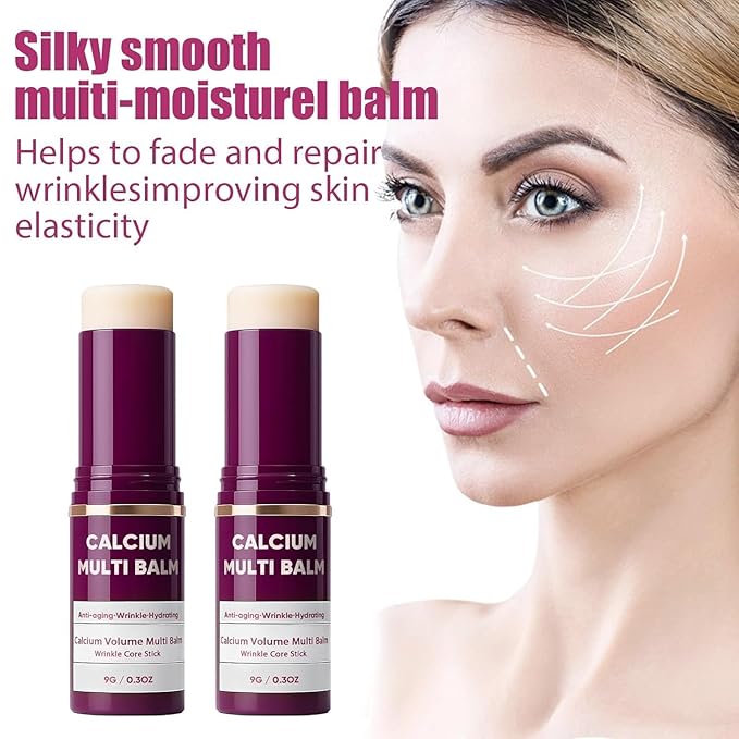 2 PCS Calcium Multi Balm Stick, Intensive Anti-Aging Repair Calcium Volume Multi Balm - Korean Collagen Firming Stick with Vitamin D for Hydrating Lifting Treatment, Wrinkles on Face, Eyes, Neck
