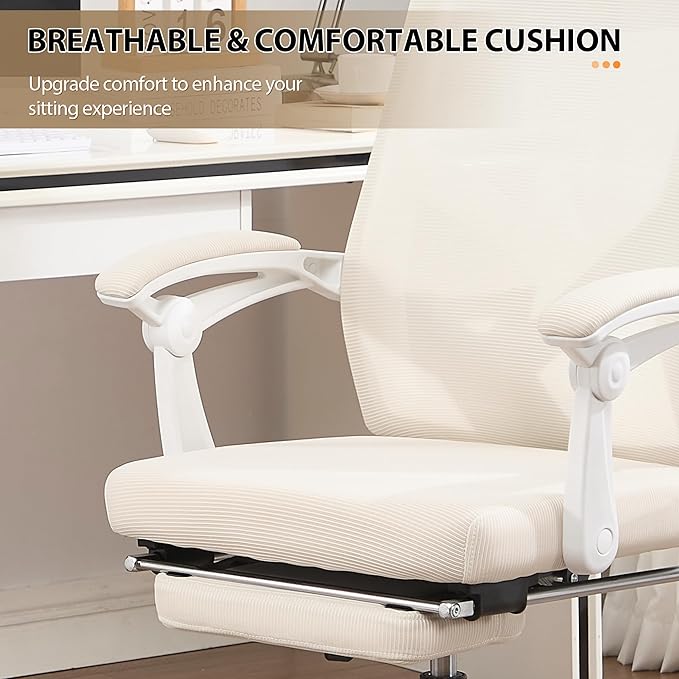 Qulomvs Ergonomic Office Chair with Massage&Heated Lumbar Support, Kneading Massage Office Chair with Foot Rest, Reclining Home Office Desk Chair Adjustable Mesh Computer Desk Chair with Wheels