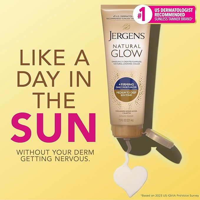 Jergens Natural Gradual Glow Bundle Pack: Daily Moisturizer +Firming 7.5fl oz and SPF20 Face Moisturizer 2fl oz, Medium to Tan