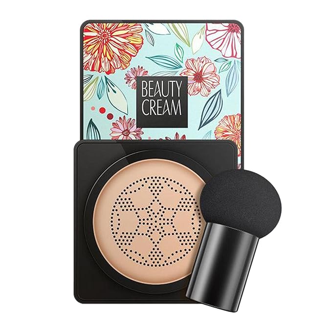 Lovelycat Mushroom Head Air Cushion BB Cream Even Skin Tone Makeup Base PrimerConcealer Lasting Nude Makeup Moisturizing Brightening Pigment CC Liquid Foundation (A-natural)